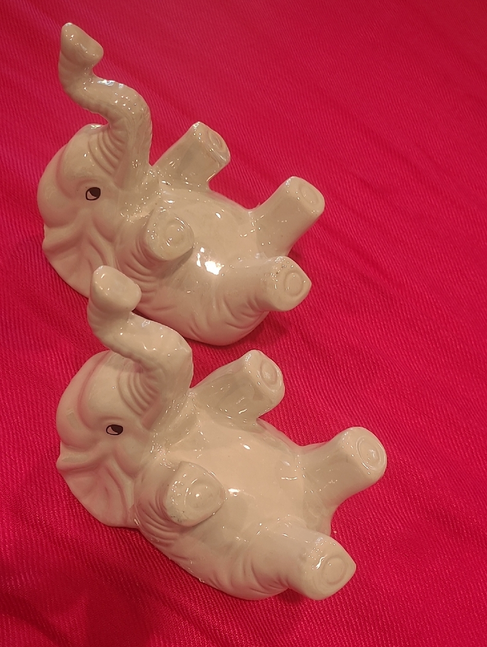 Pair of Vtg. White Ceramic Elephants